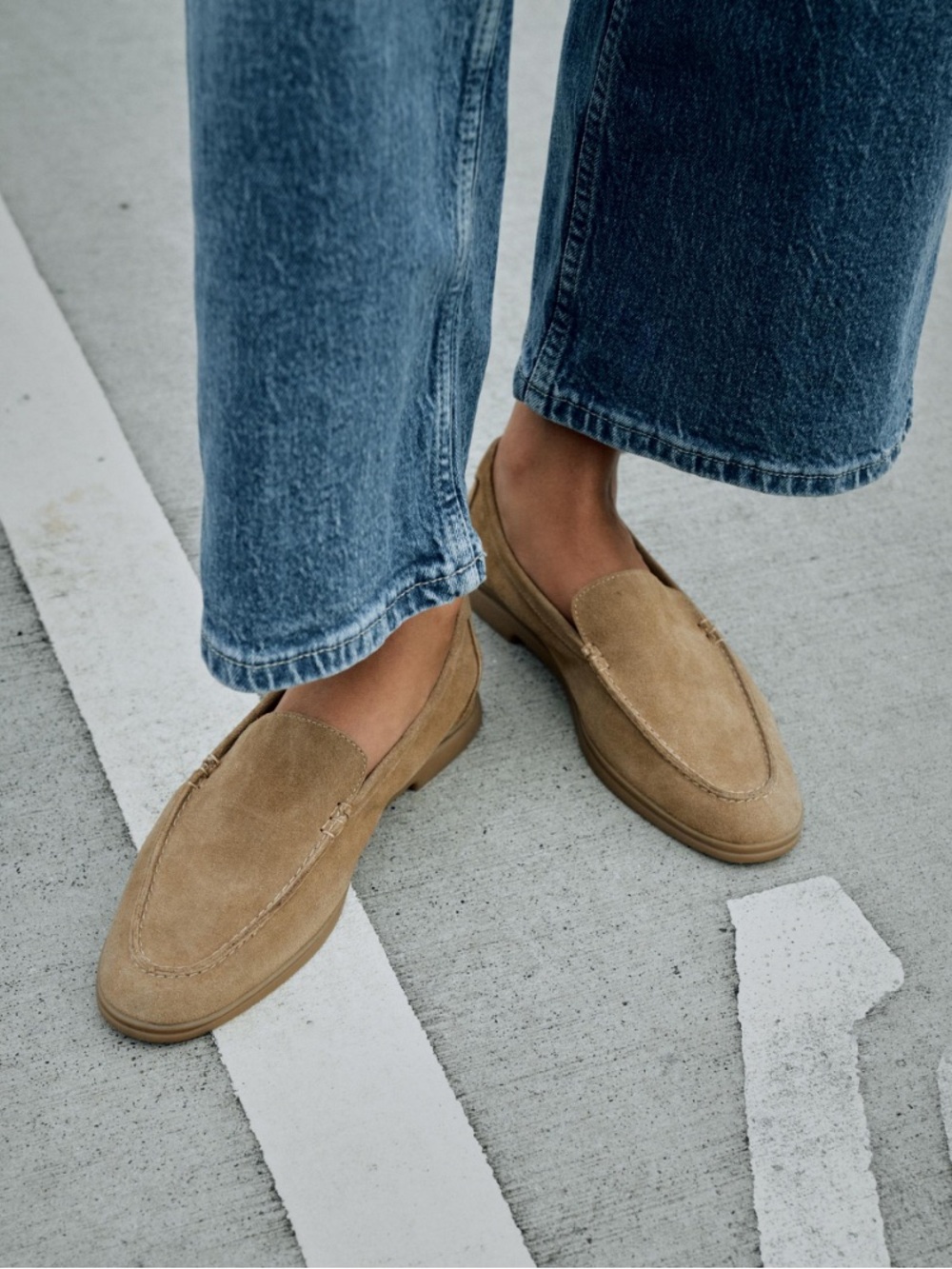 Zara Women's Suede Loafers in Tan